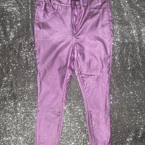 YMI Women's Shiny Purple Skinny Pants